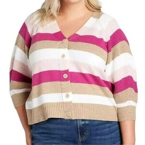 Lane Bryant striped ballon sleeve knit sweater 22/24